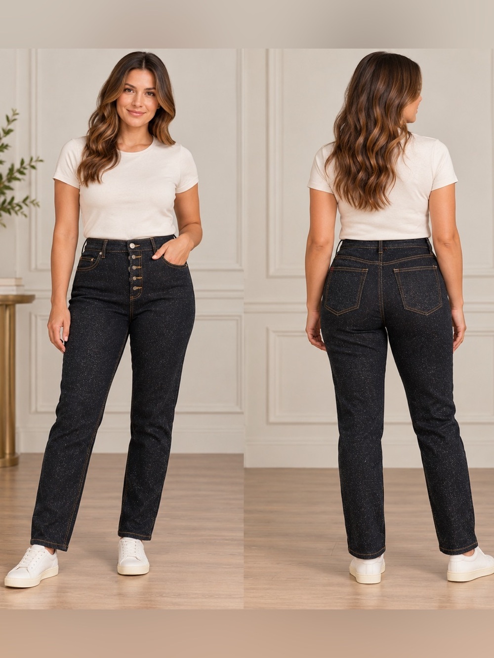 BDG Urban Outfitters Gold Speckled Dark Wash Button Fly Jeans Size 30